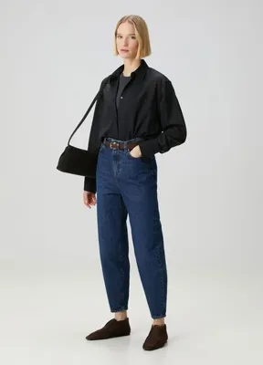 Toteme Lacivert Tapered Leg Jean Pantolon