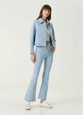 Dare London Neat Açık Mavi İspanyol Paça Kadın Jean Pantolon