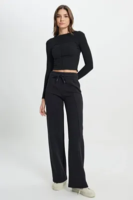Wrangler Regular Fit Normal Kesim Geniş Paça Kadın Antrasit Sweatpant Eşofman Altı