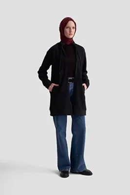 Armine Trend Kuşgözü Detaylı Fitilli Simli Cepli Ceket Siyah 25KT555