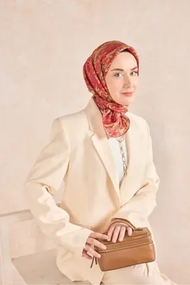 Silk Home Twill İpek Eşarp Royale Şal Desen Pembe-Kırmızı 90
