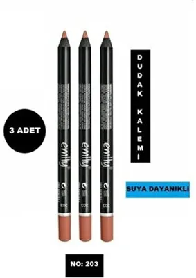 Emily Dudak Kalemi 3'lü NO:203 Mat & Yoğun Pigmentli Suya Dayanıklı Dudak Kalemleri