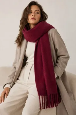 Salt & Sandy Unisex Premium Soft Buklet Atkı – Yumuşak Dokulu Saçaklı Kışlık Atkı - BORDO