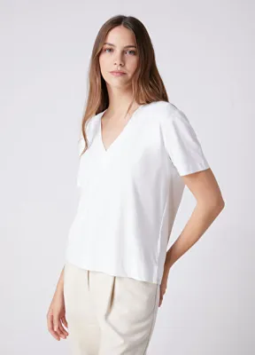 Beymen Club Kırık Beyaz Yanı Yırtmaçlı Basic T-shirt