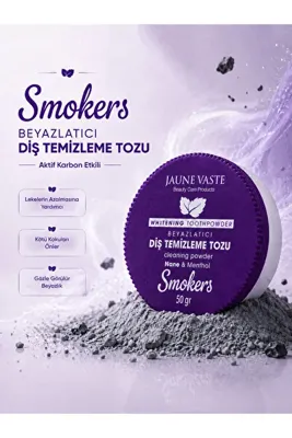 Jaune Vaste Smokers Beyazlatıcı Diş Temizleme Tozu Aktif Karbon Etkili Nane & Mentol - 50 Gr