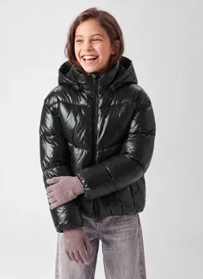 Name it 13257276 NKFMIKI PUFFER JACKET Siyah Kız Çocuk Kapüşonlu Regular Fit Şişme Mont