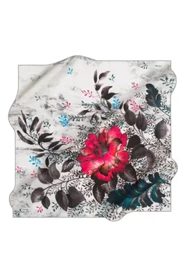 AKER Krem Gri Karma Desen Tivil İpek Eşarp 8824713-971