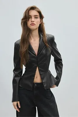 Stradivarius Suni deri peplum blazer ceket