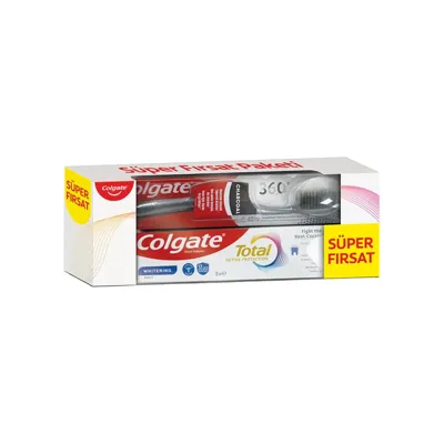 COLGATE Beyazlatıcı Total Actıve Pro 50 ml Diş Macun + Charcoal Diş Fırçası
