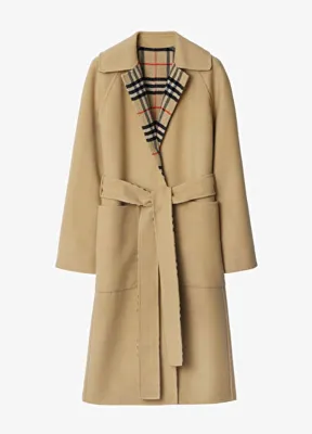 Burberry Giu Reversible Wool Wrap Bej Yün Kadın Palto