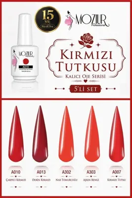 MOZIUR Kırmızı Tutkusu Kalıcı Oje Serisi 15ml Büyük Boy