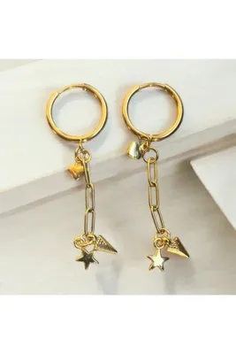 AURA GARDEN Kalp Yıldız Sallantılı Küpe