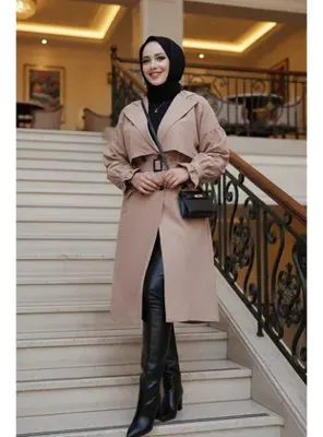 Neva Style Kemerli Bisküvi Tesettür Trençkot 26421BS
