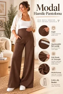 Katmirra Modal Kumaş Cepli Ayarlanabilir Hamile Pantalon Eşofman Altı