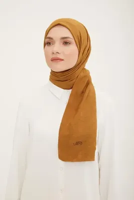ARMİNE Geometrik Desen Pamuksu Dokulu Jazz ( Caz ) Şal Bakır Rengi