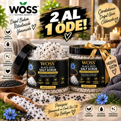 Woss BLACK SEED SALT SCRUB ÇÖREKOTU YAĞLI TUZ PEELİNGİ 300 g
