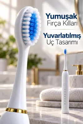 Mestore Beyaz Elektrikli Diş Fırçası 3 Yedek Başlıklı