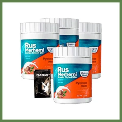 Trendexa Playboy Turquoise 4lü Birden Ceviz & Ceviz Sütü Rus Merhemi 50 ml Tüy Dökücü Krem + 1 Armağan Jel MAC