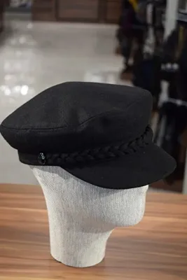 Göksu Şapka Siyah Kaşe Kaptan Kasket Şapka Yünlü Kışlık Kasket