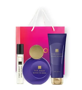 AVON Far Away Beyond The Moon Kadın Parfüm, Losyon, Sprey Parfüm ve Hediye Çantalı Paket