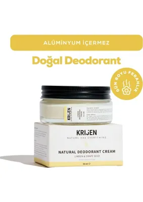 Krijen Doğal Deodorant - Ihlamur Çiçeği & Üzüm Çekirdeği Krem Deodorant 50 ml Bitkisel