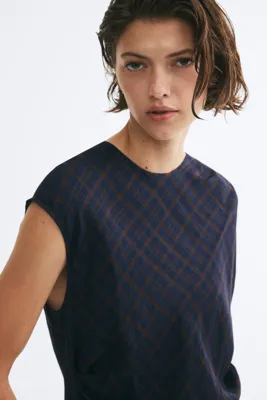 H&M Drapeli ve Kep Kollu Üst