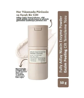 Xmlbayiciniz Adlay Niacin Enzyme Powder Cleanser, Enzim Peeling Temizleme Tozu, 50 Gr, Beyaz