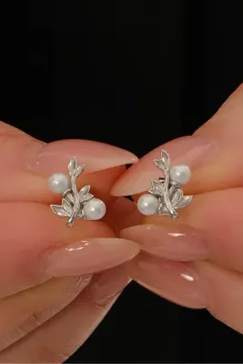 Söğütlü Silver Gümüş rodyumlu incili sarmaşık küpe SGTL12842RODAJ