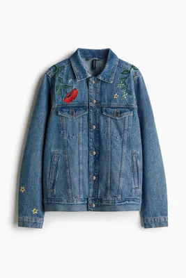 H&M İşlemeli Kot Ceket