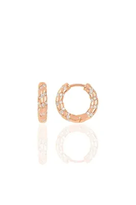 Söğütlü Silver Gümüş Rose Zirkon Taşlı Halka Küpe Sgtl10268