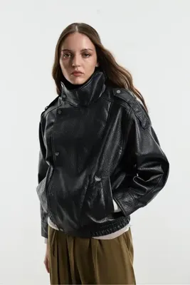 LEFTIES Oversize suni deri bomber ceket