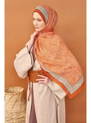 Silk Home Riva Şal Tencel Güpür Desen Açık Turuncu