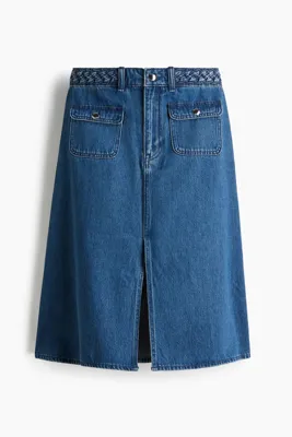 H&M Örgü Şeritli Kot Etek