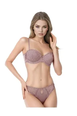 Le Jardin Lejardin 5105 Kadın Straplez Dolgulu Dantelli Sütyen Külot Takımı Bralet Takım Basic Cup