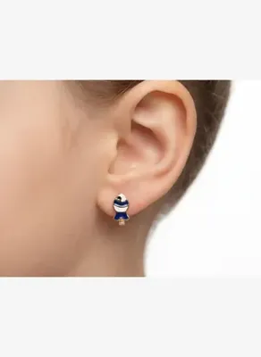 Safir Mücevher Çocuk Lacivert Balık Küpe