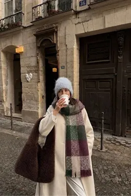 keisy Estela Atkı Yumuşak Dokulu Omuz Şalı Puffy