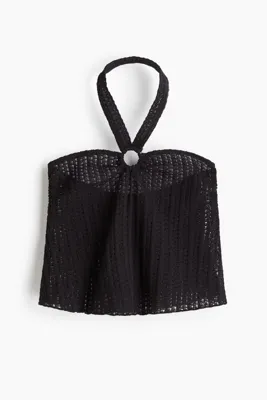 H&M Delik Desenli Jarseden Halter Yaka Üst