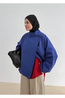 MODA AKSA 7782 KRUVAZE DİK YK TRENÇKOT SAKS MAVİ