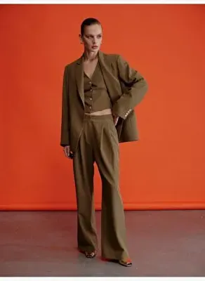 Nazlı Ceren Boxy Oversize Blazer Haki