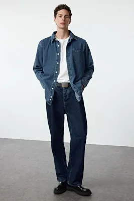 TRENDYOL MAN Mavi %100 Pamuk Regular Fit Denim Kot Ceket TMNAW25CE00001