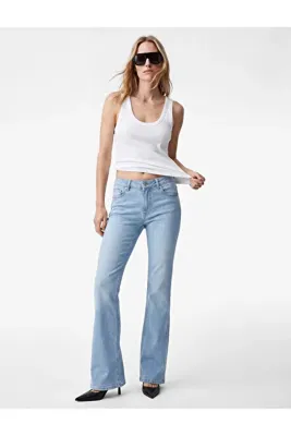 Koton Dar Kesim Normal Bel Cepli İspanyol Paça Jean Pantolon - Flare Jeans