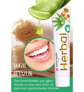 Pierre Cardin Aloe Vera & Misvak & Çay Ağacı Özlü Bitkisel Diş Macunu - 75 ml