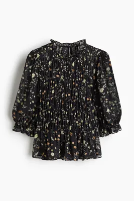 H&M Büzgülü Plumeti Bluz