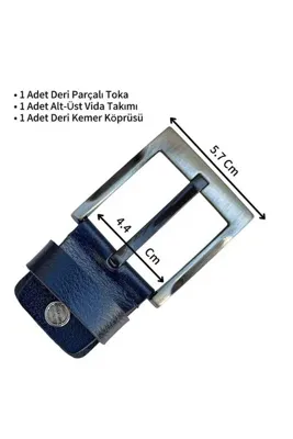 S.S SÜZER DERİ Lacivert 4.5 cm. Yedek Kemer Tokası Hakiki Deri Vidalı
