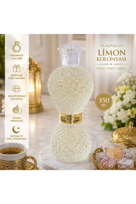 koku bahçesi 350 ML Cam Şişe Limon Kolonyası – Dekoratif Hediyelik Bayram ve Misafir Kolonyası