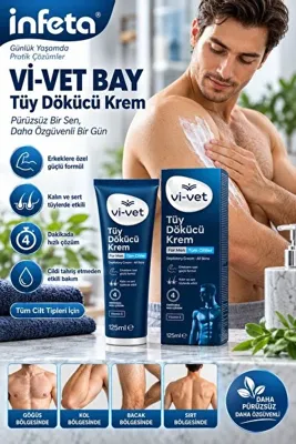 İnfeta Vi-Vet Erkek Tüy Dökücü Krem 125 ml Tüm Ciltler İçin Vitamin E