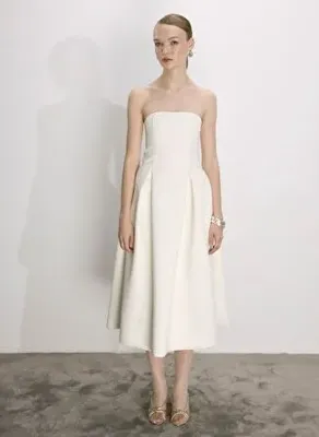 Nazlı Ceren Lola Midi Elbise Beyaz