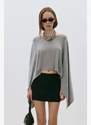 Suud Collection Gri Rae Penye Pelerin