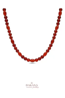 DAKANA JEWELLERY Sertifikalı Kırmızı Akik Taşı 6 mm Silindir Kesim Doğal Taş Kolye