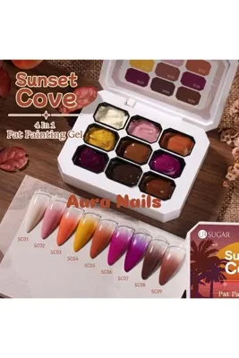 born pretty UR Sugar Sunset Cove 4 in 1 Pat Painting Gel Palet (9Renk)
